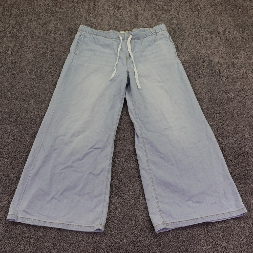 Maurices Wide Leg Pants Womens Extra Large Short Blue High Rise Denim